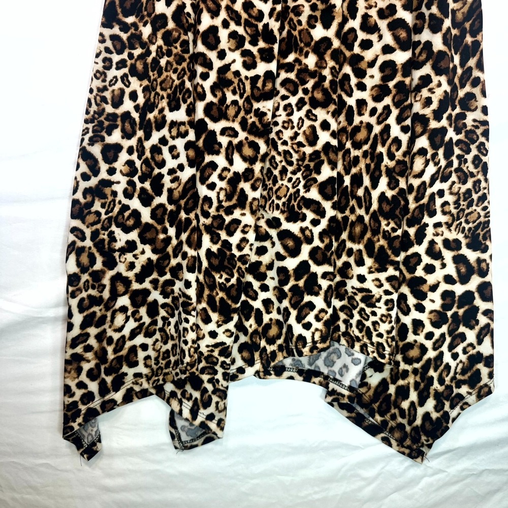Espresso Dress Women Large Multicolor Leopard Print Handkerchief Hem Front Twist - Picture 5 of 11